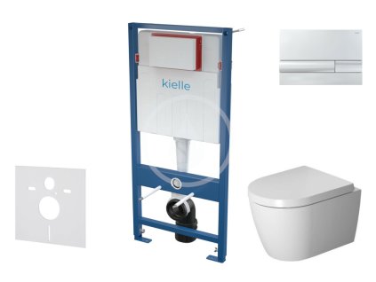 Set předstěnové instalace, klozetu ME by Starck a sedátka softclose, tlačítko Gemini l, lesklý chrom