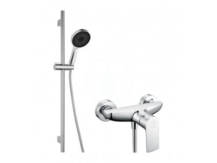 Sprchový set s baterií, tyčí, hadicí a sprchovou hlavicí, chrom