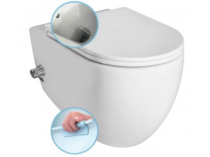 INFINITY CLEANWASH závěsná WC mísa Rimless, integrovaná baterie a bidet. sprška, 36,5x53cm, bílá