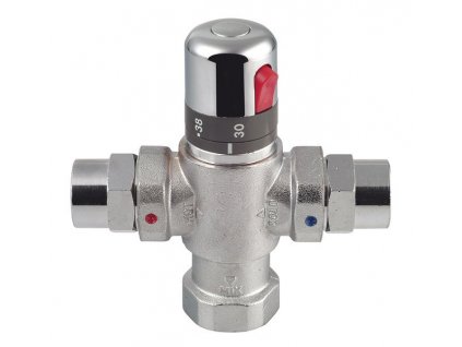 Termostatický regulátor teploty vody, 1", pro 4 až 8 odběrných míst, chrom