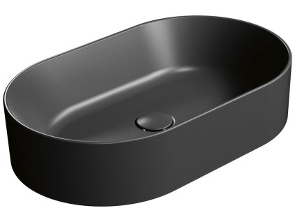 KUBE X keramické umyvadlo na desku, 60x37cm, oválné, černá mat