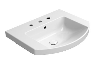 NORM keramické umyvadlo 60x49cm, oblé, 3 otvory, bílá ExtraGlaze