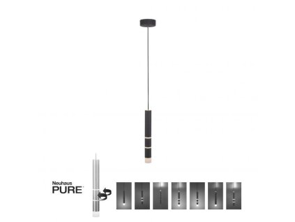 PURE-VEGA, se 7 různými světelnými režimy - Zavěšené, délka kabelu 0,8m, Černá, Průměr - 50 mm, 3000K, hliník, Osvícení - do 4 m2, CRI 90+