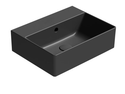 KUBE X keramické umyvadlo 45x35cm, broušená spodní hrana, bez otvoru, černá mat