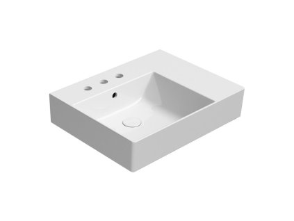 KUBE X keramické umyvadlo 60x47cm, s odkládací plochou vpravo, 3 otvory, bílá ExtraGlaze
