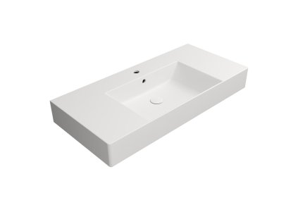 KUBE X keramické umyvadlo 100x47cm, s odkládacími plochami, broušená spodní hrana, bílá mat