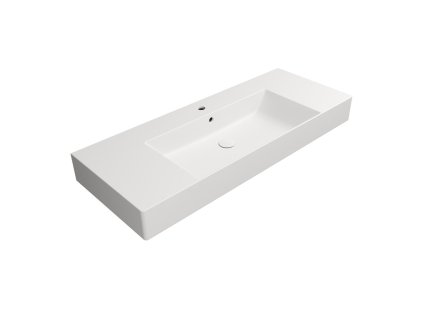 KUBE X keramické umyvadlo 120x47cm, s odkládacími plochami, broušená spodní hrana, bílá mat