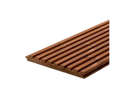 Masivní 3D dekor pro interiér i exteriér, severský smrk s úpravou ThermoWood, rozměr L 4200 - Š 140 - H 32 mm.