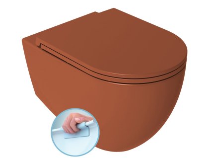 INFINITY závěsná WC mísa, Rimless, 36,5x53cm, terracotta