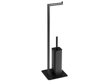 FELIX stojan s držákem na toaletní papír a WC štětkou, hranatý, černá mat