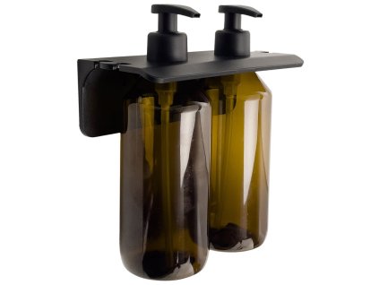 GROUPER dvojitý dávkovač tekutého mýdla na zavěšení, 2x500ml, hnědá