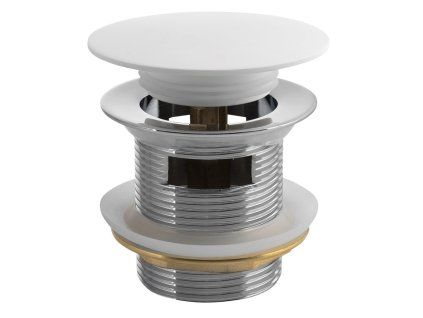 Vanová výpust 6/4", click-clack, pro vany s integrovaným přepadem, solid surface, bílá mat