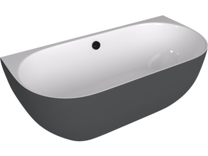PAGODA nástěnná vana litý mramor 170x85x58cm, bílá/antracit mat