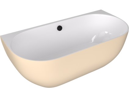 PAGODA nástěnná vana litý mramor 170x85x58cm, bílá/béžová mat