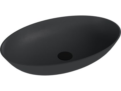 BANERA OVAL umyvadlo na desku, litý mramor, 60x40cm, antracit mat