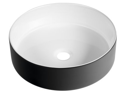 FIASTRA keramické umyvadlo na desku, Ø 40cm, černá mat