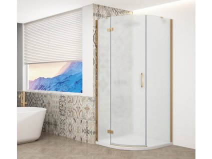 TRINITY GOLD MATT čtvrtkruhový sprchový kout 900x900mm, matné sklo, levé