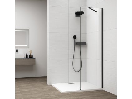 ESCA BLACK MATT jednodílná sprchová zástěna k instalaci ke stěně, sklo čiré, 400 mm