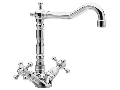 ANTEA stojánková umyvadlová baterie s retro hubicí s výpustí, chrom