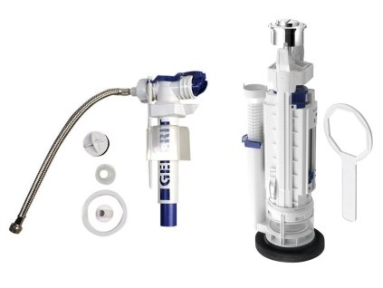 Splachovací souprava s DUAL tlačítkem, boční napouštění 3/8", chrom