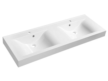 FLAVIA dvojumyvadlo, litý mramor, 140x50cm, bílá