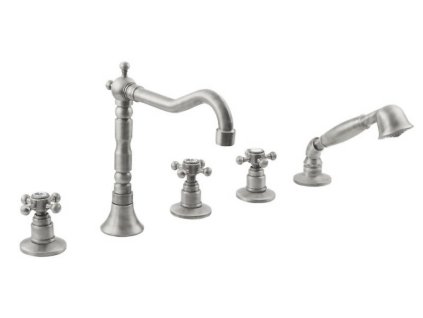 ANTEA pětiprvková baterie na okraj vany s retro hubicí, nikl