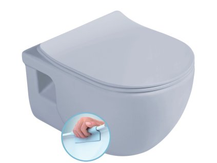 BRILLA závěsná WC mísa, Rimless, 36,5x53cm, světlá modrá mat