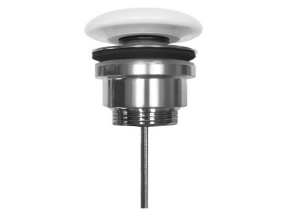 Umyvadlová výpust 5/4“, click-clack, velká zátka, 5-65mm, keramika bílá