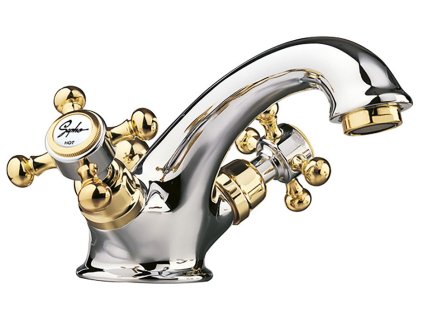 ANTEA stojánková umyvadlová baterie s výpustí, chrom/zlato