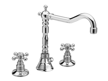 ANTEA tříprvková umyvadlová baterie s retro hubicí, s výpustí, chrom