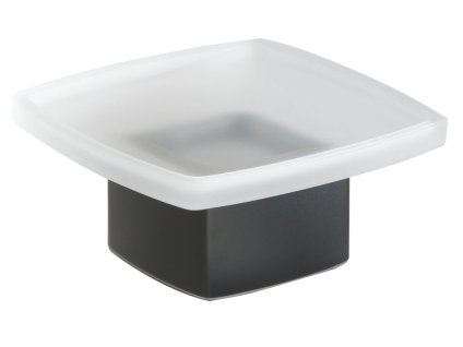 LOUNGE mýdlenka na postavení, mléčné sklo, černá mat