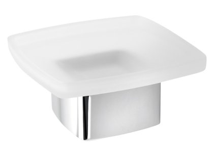 LOUNGE mýdlenka na postavení, mléčné sklo, chrom