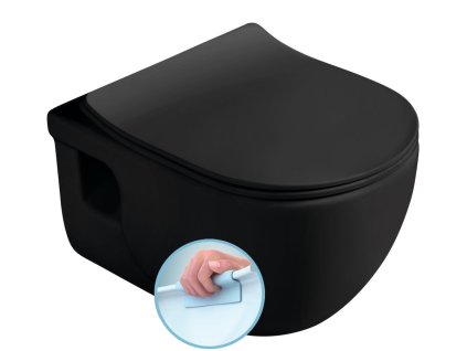 BRILLA závěsná WC mísa, Rimless, 36,5x53cm, černá mat