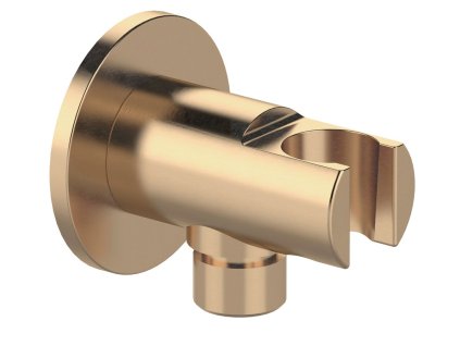 Držák sprchy kulatý, pevný, s vyústěním, zlato mat