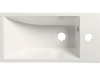 ARIANA umyvadlo 50x10x25cm, litý mramor, bílá, baterie vpravo