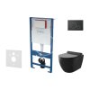 Set předstěnové instalace, klozetu Gaia, sedátka softclose a tlačítka Gemini II, matná černá / chrom