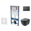 Set předstěnové instalace, klozetu Tesi a sedátka softclose, Aquablade, tlačítko Gemini lll, matná černá