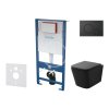 Set předstěnové instalace, klozetu Arkas I, sedátka softclose a tlačítka Gemini IV, matná černá