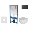 Set předstěnové instalace, klozetu Oudee se sedátkem softclose a tlačítka Gemini II, matná černá / chrom