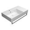 KUBE X keramické umyvadlo 80x47cm, s odkládací plochou vpravo, broušená spodní hrana, bílá ExtraGlaze