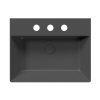 KUBE X keramické umyvadlo 60x47cm, broušená spodní hrana, 3 otvory, černá mat