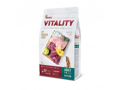 Akinu VITALITY dog adult medium chicken & beef 3kg