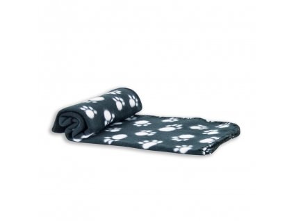 Akinu deka fleece s tlapkami černá 100x70cm