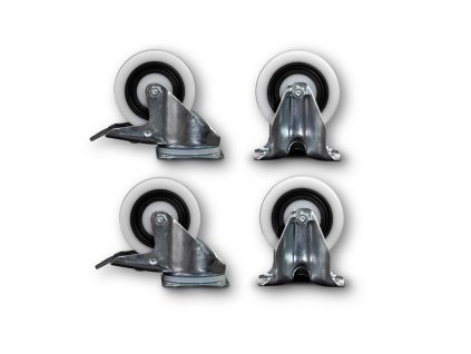 Profesionální kolečka s polyamidovou úpravou (sada 4ks) - 2 pevná otočná, 2 otočná s brzdou, Ø 100 mm