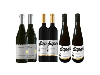 3x2 zlatý speciální set - Sylvánské zelené 2022 pozdní sběr, Ryzlink rýnský 2017 výběr z bobulí, Fratava 2023 výběr z hroznů Davinus