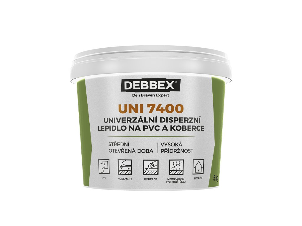Univerzálne disperzné lepidlo na PVC a koberce UNI 7400 5 kg vedro svetlo béžová