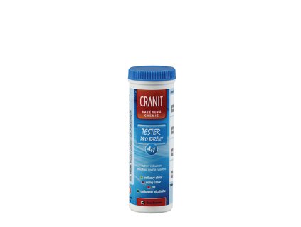 Cranit Tester pre bazény 4 v 1 10 ks testovacích prúžkov tuba v blistri modrastá