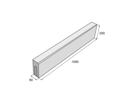 Chodníkový obrubník ABO 15-10, 1000 x 80 x 200 mm (Farba Prírodná / Hladký)