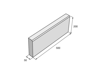 Záhradný obrubník ABO 6-20, 500 x 50 x 200 mm (Farba Prírodná / Hladký)