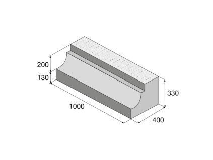Priamy obrubník BZO 330, 1000 x 400 x 330 mm (Farba Prírodná / Hladký)